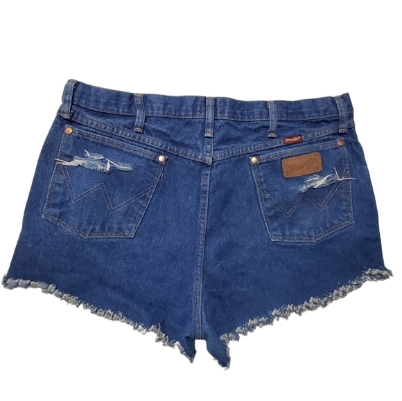 Reworked cut off Wrangler mens jean shorts highrise highwaisted ripped frayed - Picture 2 of 13
